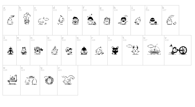 Piou font map
